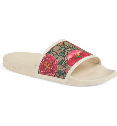 gucci white shoes with fllowers|gucci floral slides nordstrom.